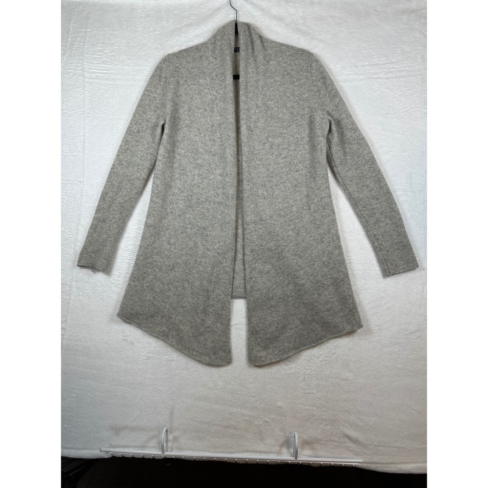 Lusso Cashmere Cardigan Womens S Gray 100% Cashmere Open Front Shawl